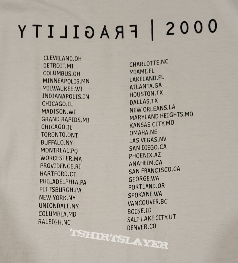Nine Inch Nails Fragility | 2000 tour shirt (North American)