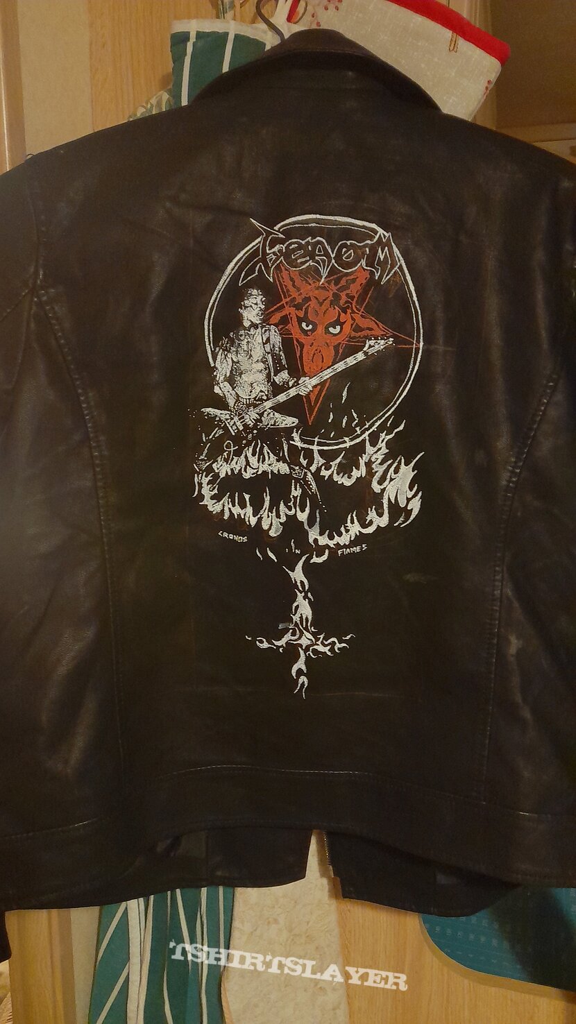Venom Cronos in flames leather jacket 