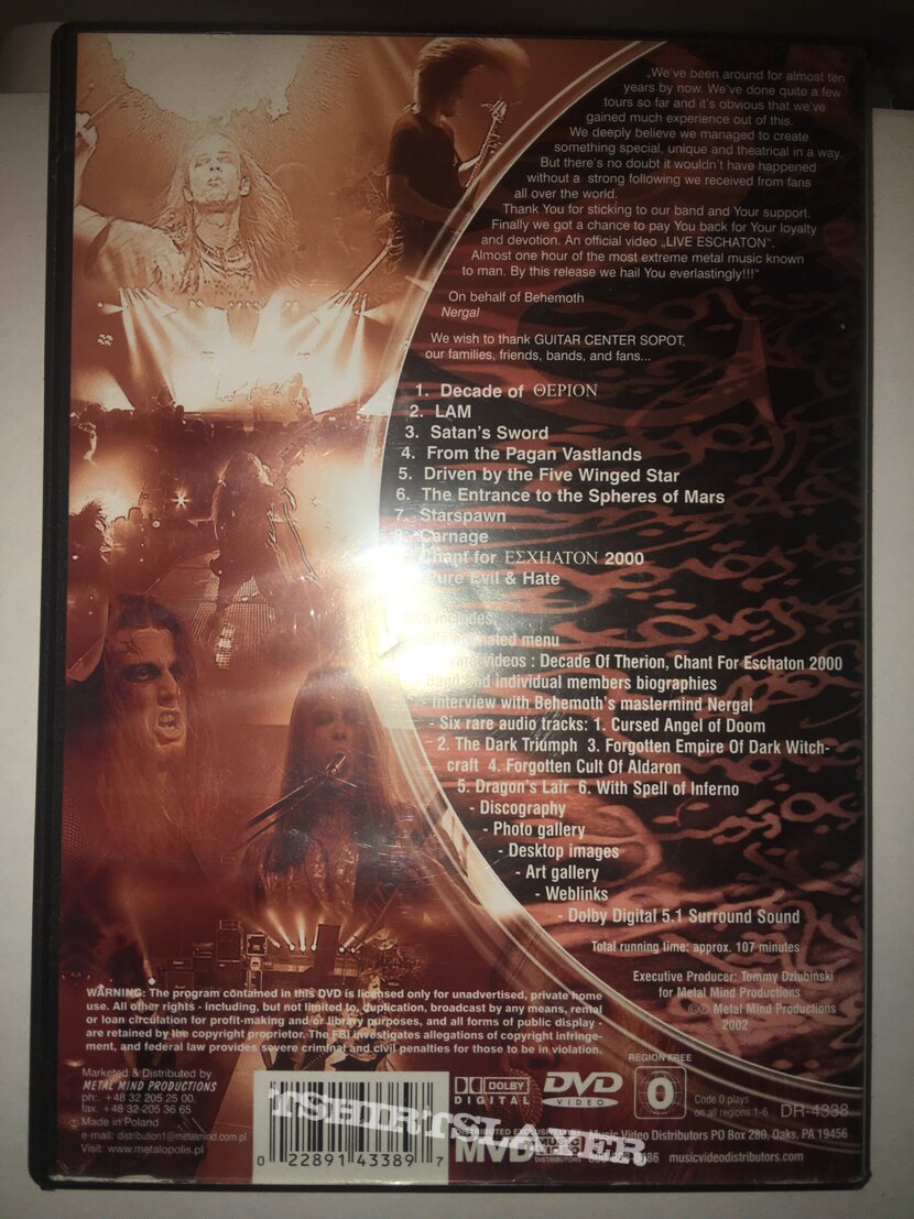 Behemoth ‎– Live ΕΣΧΗΑΤΟΝ The Art Of Rebellion - DVD - 2002