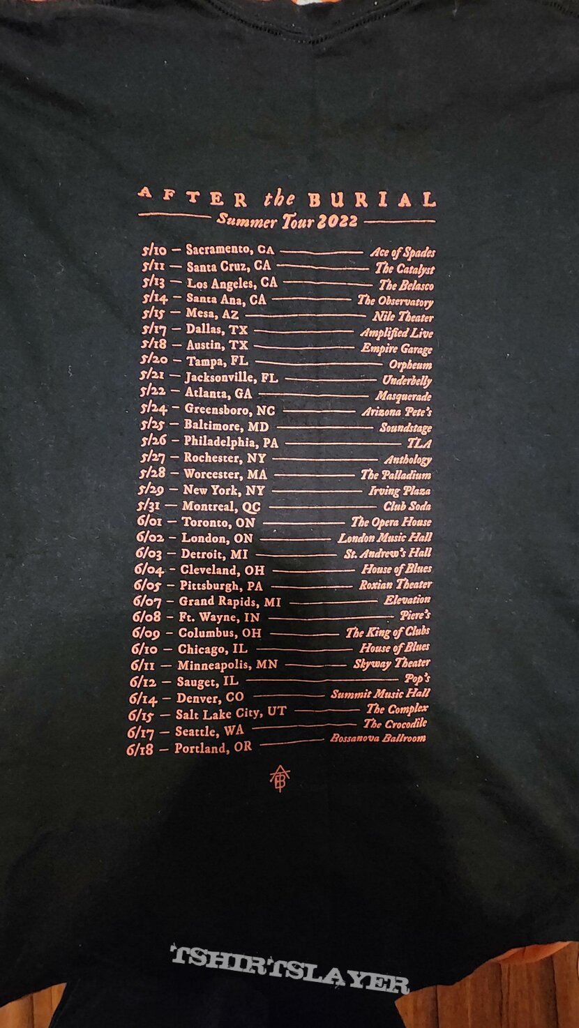 After the Burial 2022 red mountain tour shirt