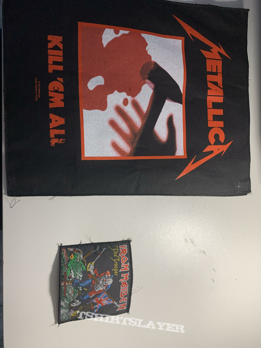 Metallica - Kill Em All backpatch, Iron Maiden - The Tropper standard patch