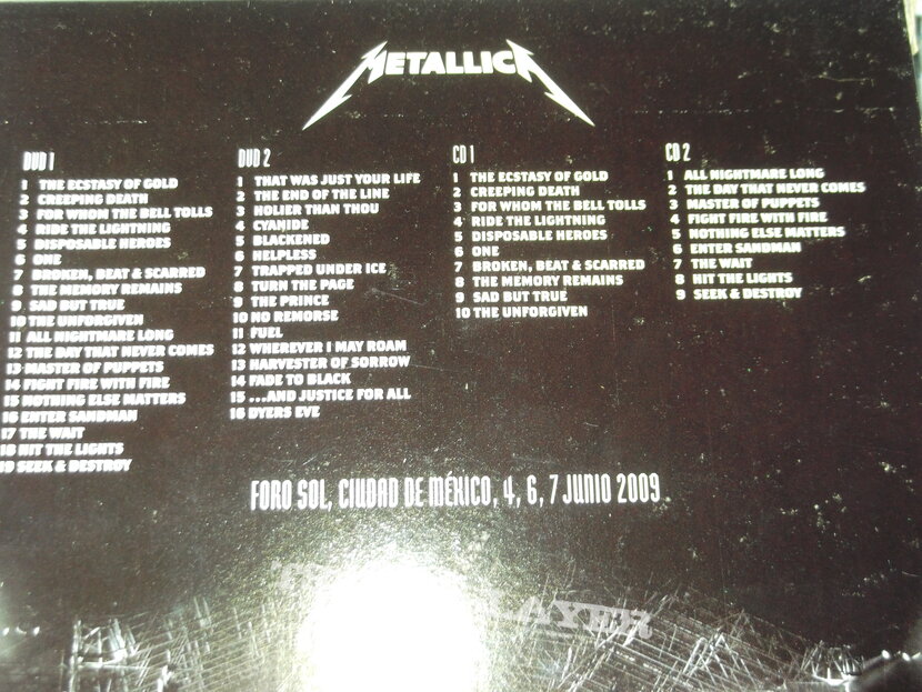 Metallica - DVD Orgullo, Pasión y Gloria - Ciudad de México 2009 DVD |  TShirtSlayer TShirt and BattleJacket Gallery