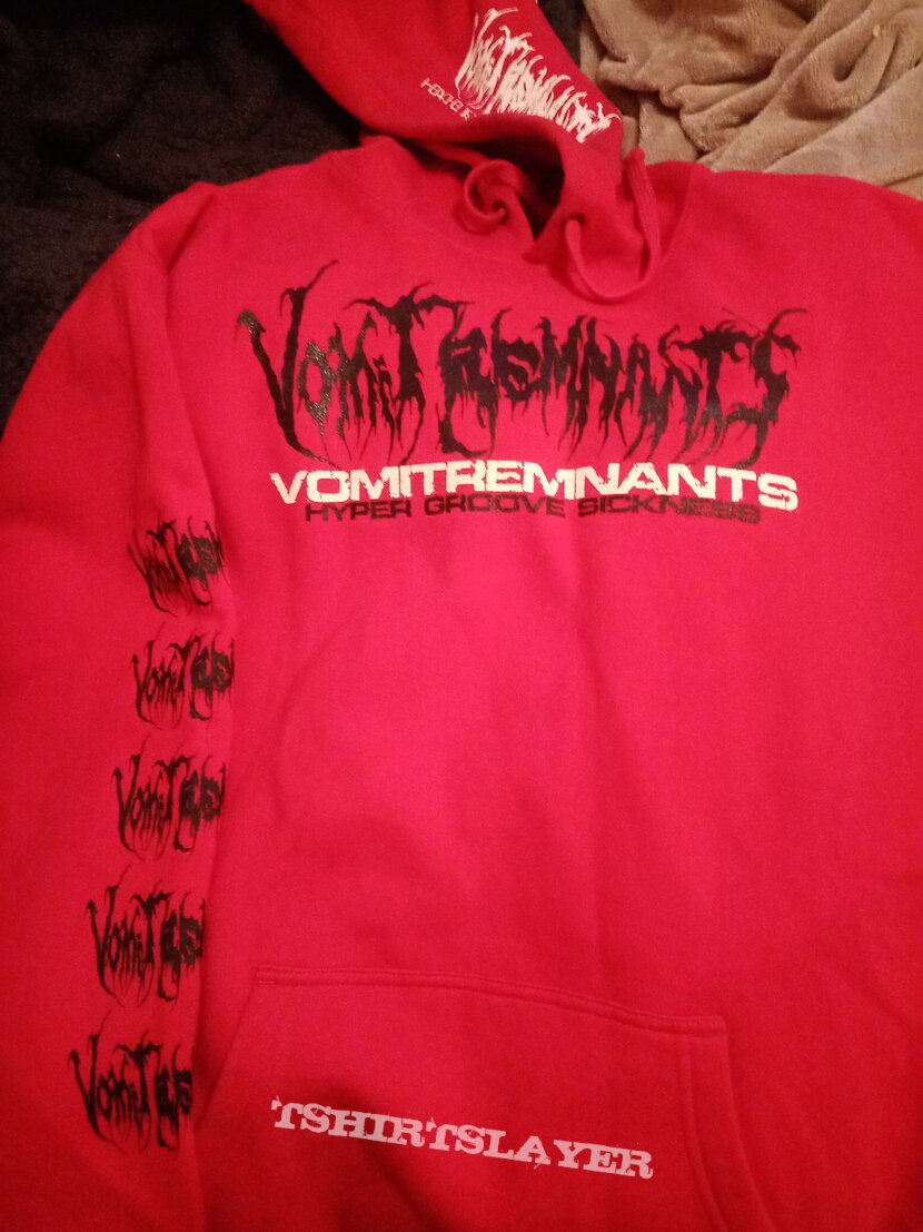 Vomit remnants red hoodie 