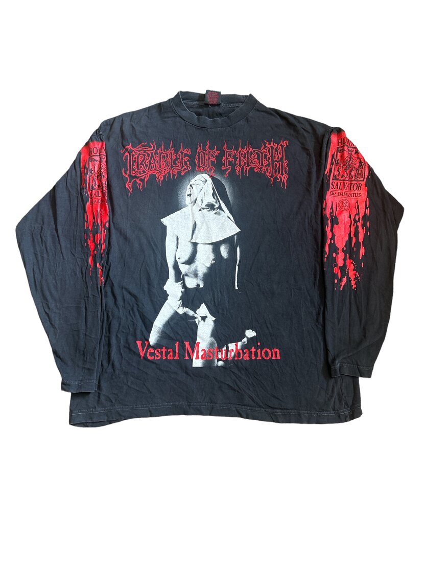 Cradle Of Filth Vestal Masturbation 1995 Long Sleeve Vamperotica T Shirt Cradle Of Filth Vestal Masturbation 1995 Long Sleeve Vamperotica T Shirt