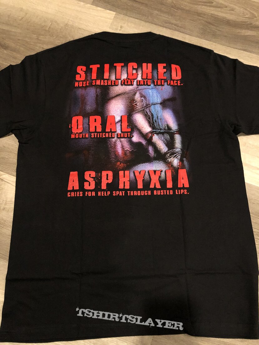 Gorgasm Stitched Oral Asphyxia T-Shirt Back Font+Print (Brutal Mind)