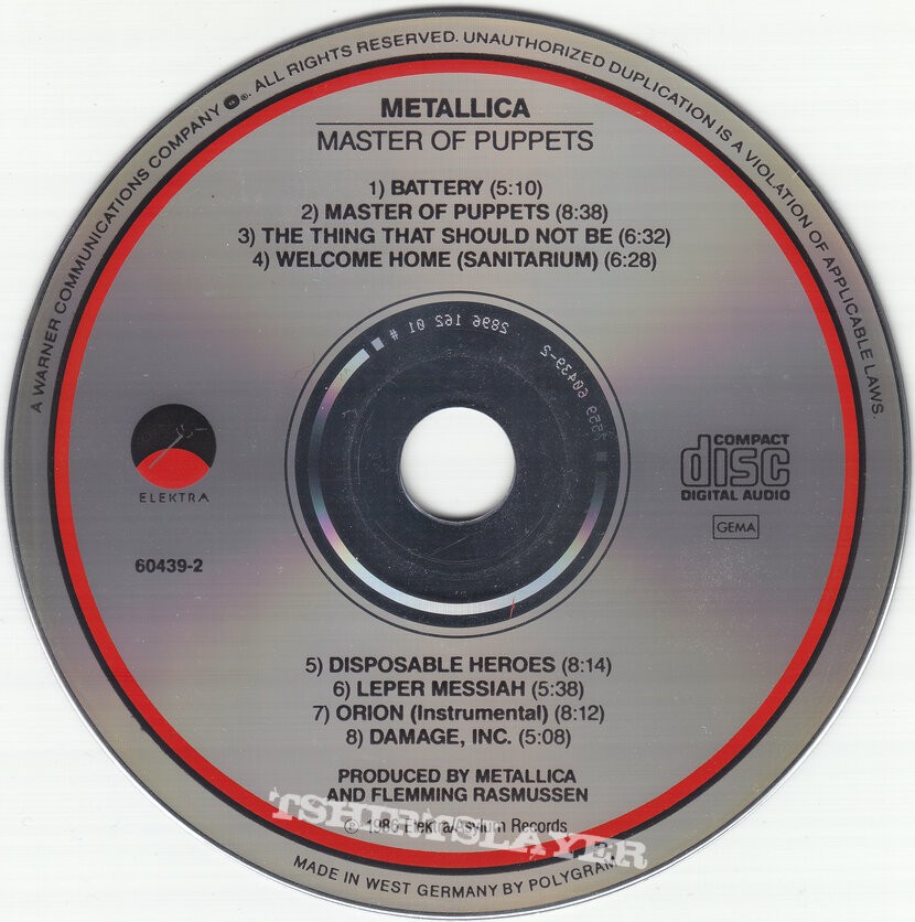 Metallica - Master Of Puppets - Album CD (Elektra, 1986)