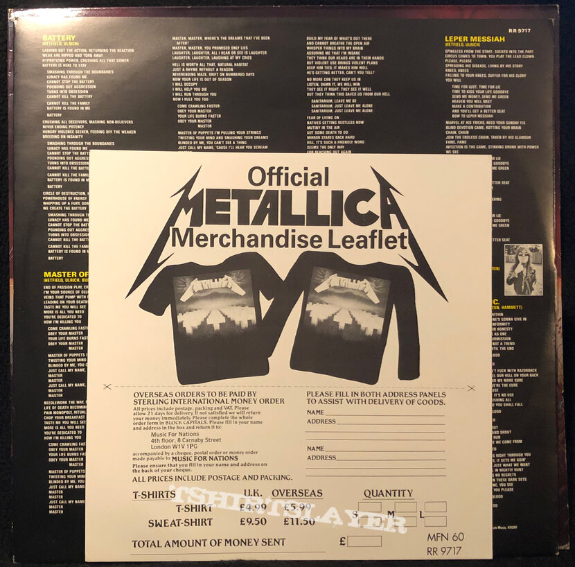 Metallica - Master Of Puppets - Vinyl Album LP (Roadrunner Records, 1986) Metallica - Master Of Puppets - Vinyl Album LP (Roadrunner Records, 1986)