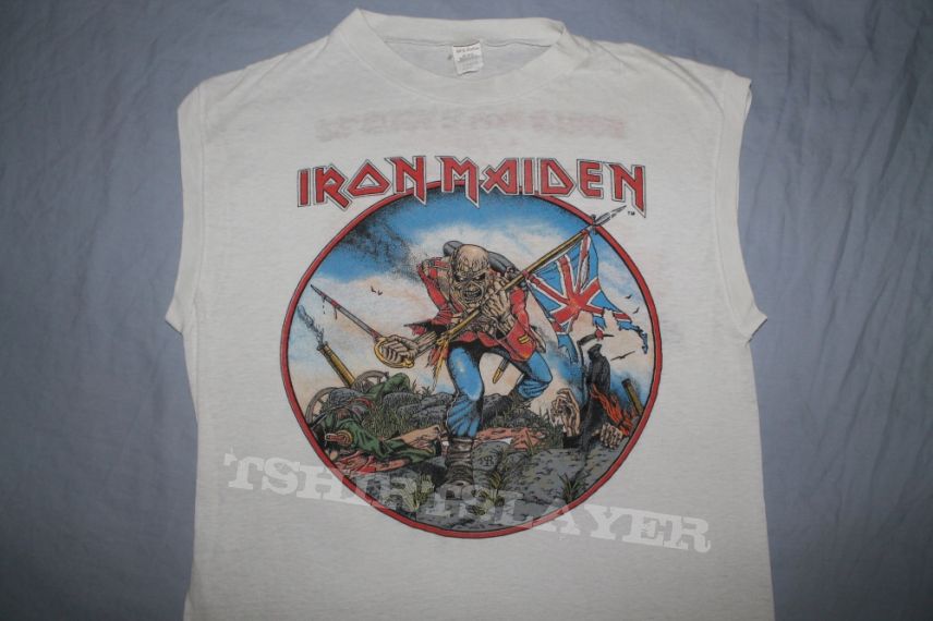 Iron Maiden Trooper 83 white muscle shirt | TShirtSlayer TShirt and ...