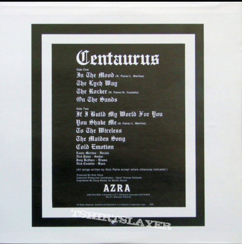 Centaurus - 1978 Limited Edition Picture LP AZRA US Hard Rock Heavy Metal VG+.29