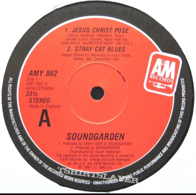 Soundgarden - Jesus Christ Pose 1992 Limited Edition 12" 45rpm Posterbag presented in a 36"x24" poster sleeve printed on both sides A&M UK VG+/VG+.35 Soundgarden - Jesus Christ Pose 1992 Limited Edition 12" 45rpm Posterbag presented in a 36"x24" poster sleeve printed on both sides A&M UK VG+/VG+.35