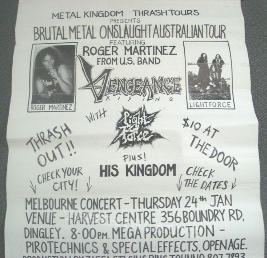 Lightforce -Australian Tour 1991 poster with Roger Martinez