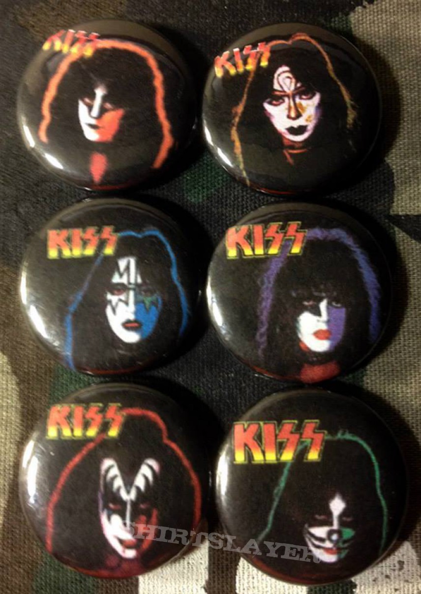 KISS pins (Eric, Vinnie, Paul, Gene, Ace, Peter)