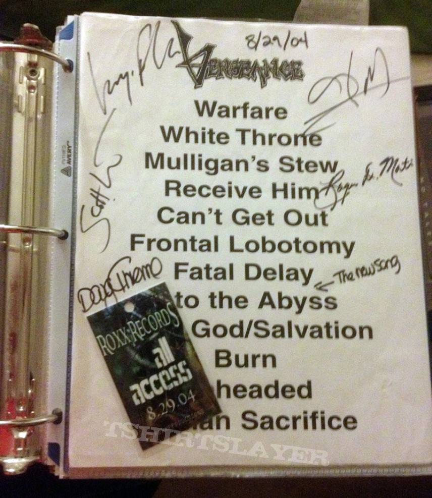 Vengeance Rising 2004 setlist and stage pass