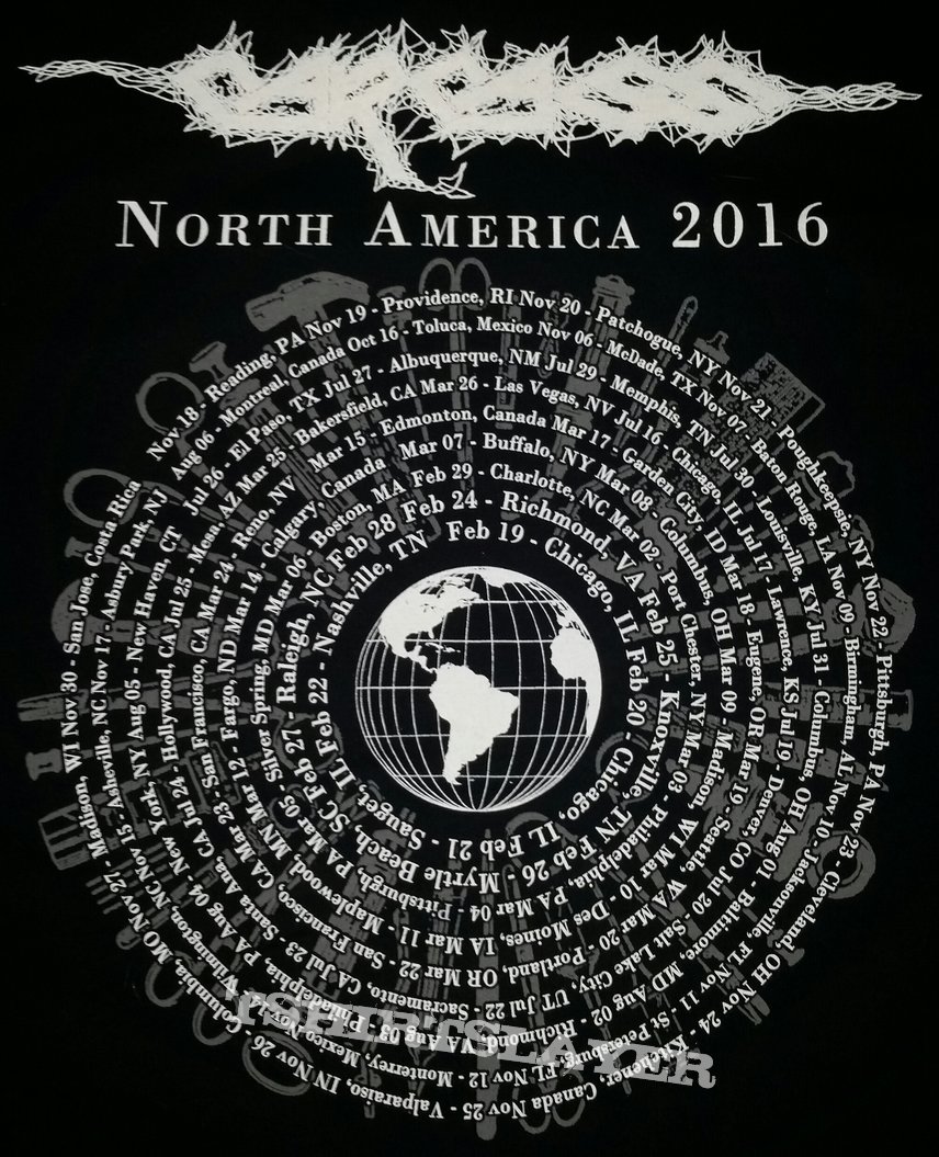 CarCass- Rotting All Over The World North America 2016 t-shirt. 