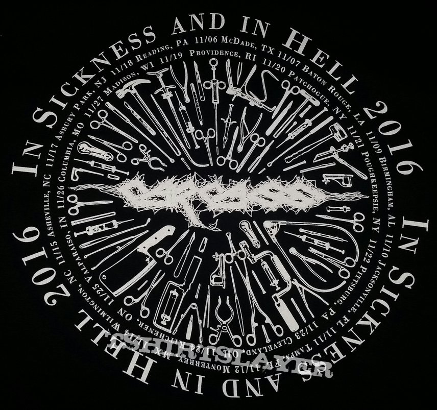 CarCass-  In Sickness And In Hell North American Tour 2016 T-shirt.