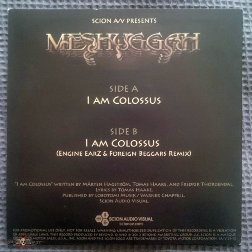 Meshuggah - I Am Colossus 7&quot; Single [Clear/Black Smoke]