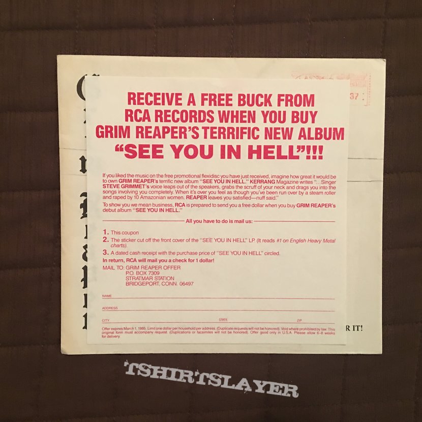 Grim Reaper - See You in Hell Promo Flexi