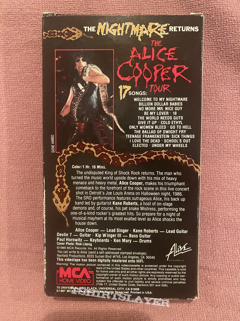 Alice Cooper - The Nightmare Returns VHS