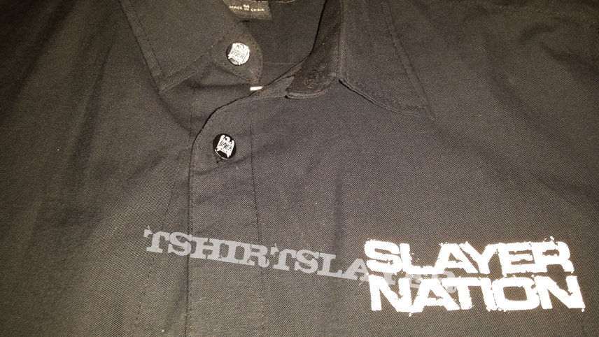 slayer nation work shirt with embossed buttons 