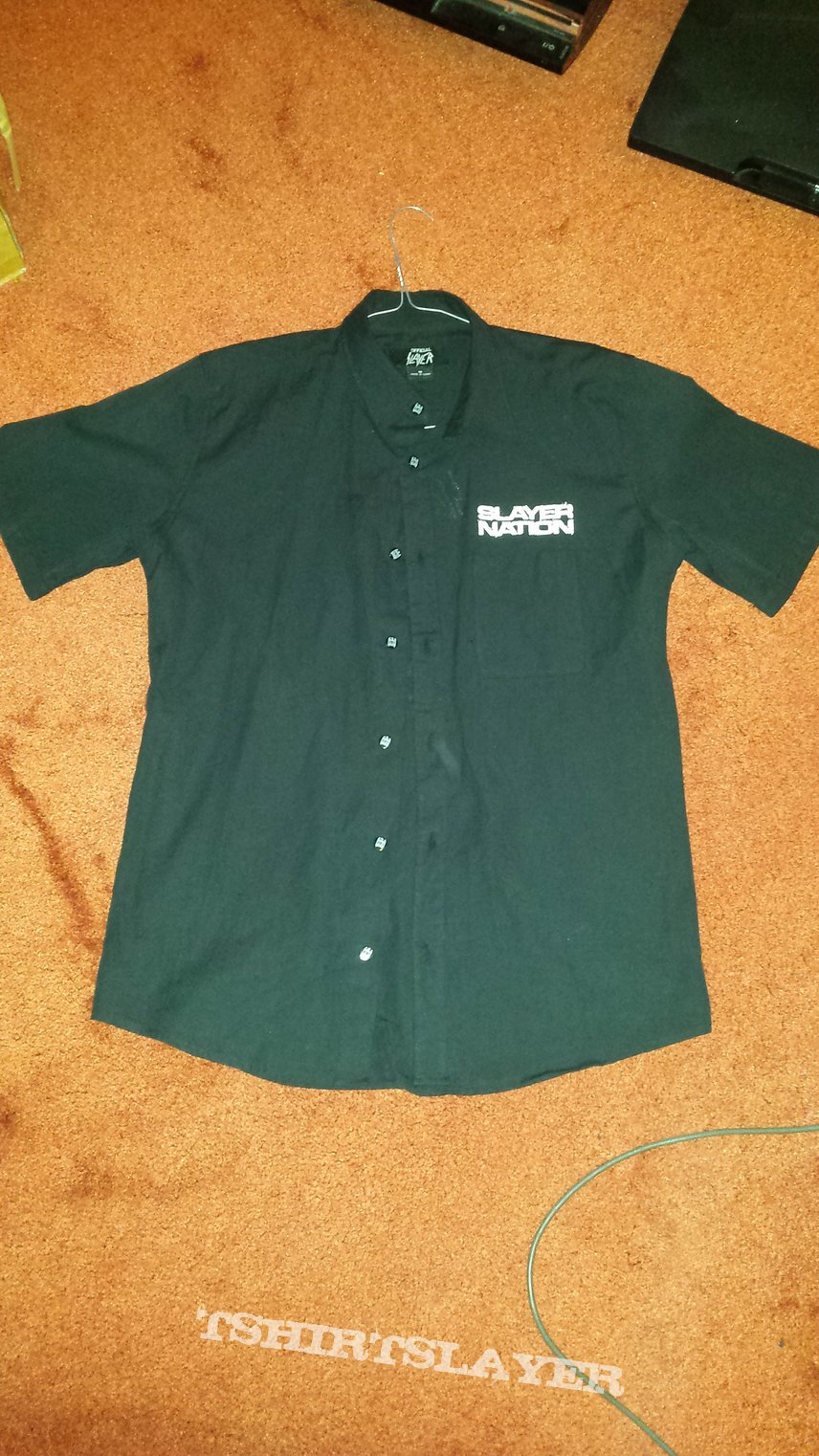 slayer nation work shirt with embossed buttons 