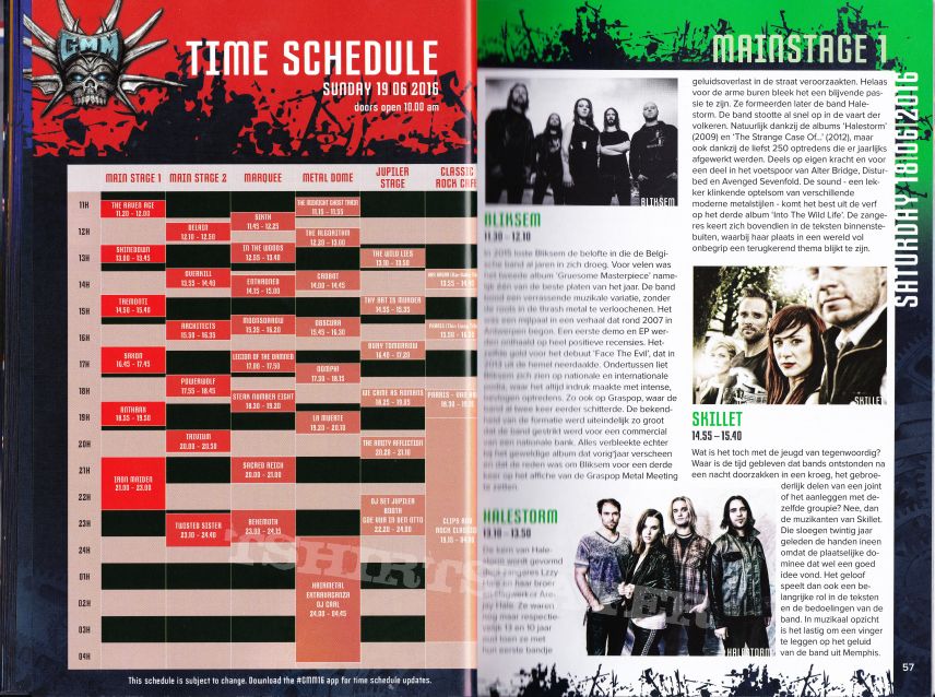 Bliksem graspop festival info booklet 18th of june 2016 dessel belgium 