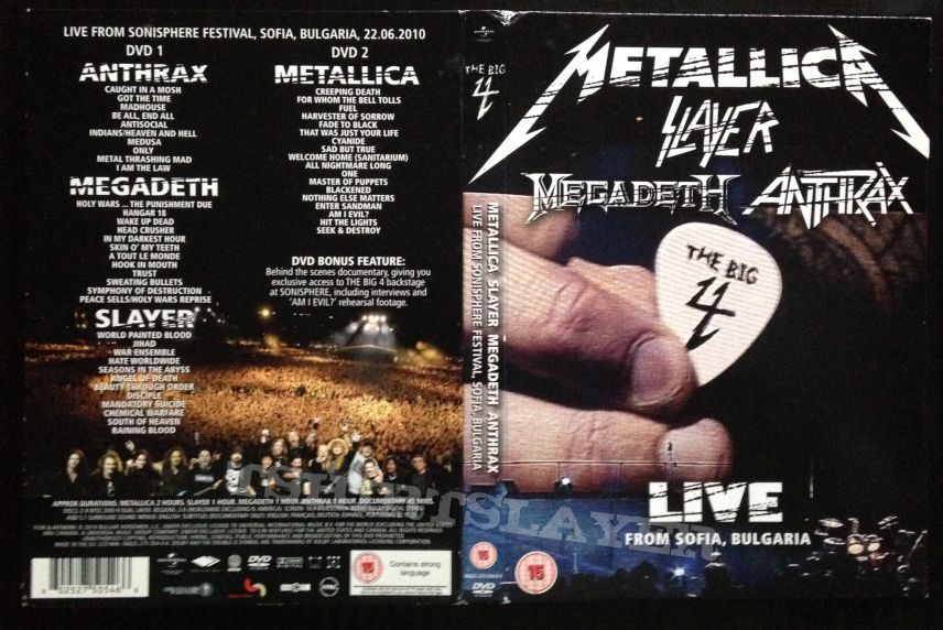 Metallica, Slayer, Megadeth, Anthrax ‎– The Big 4: Live From Sofia,  Bulgaria | TShirtSlayer TShirt and BattleJacket Gallery