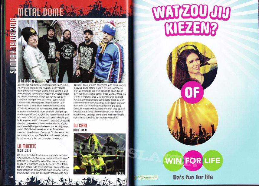 Bliksem graspop festival info booklet 18th of june 2016 dessel belgium 