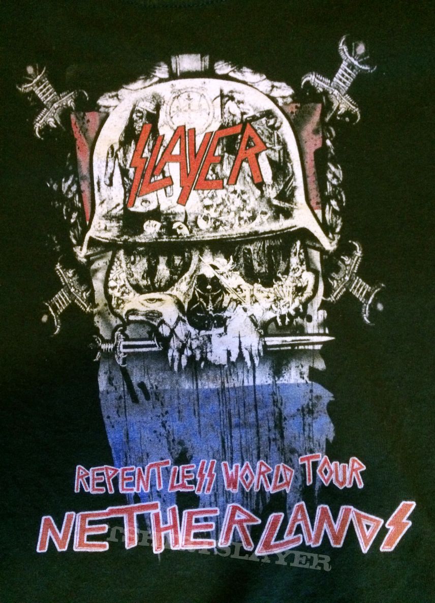 2016 slayer repentless world tour netherlands green shirt( childrens size)