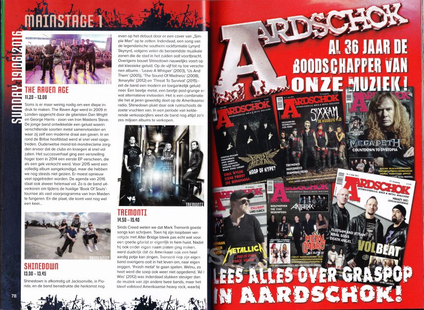Bliksem graspop festival info booklet 18th of june 2016 dessel belgium 