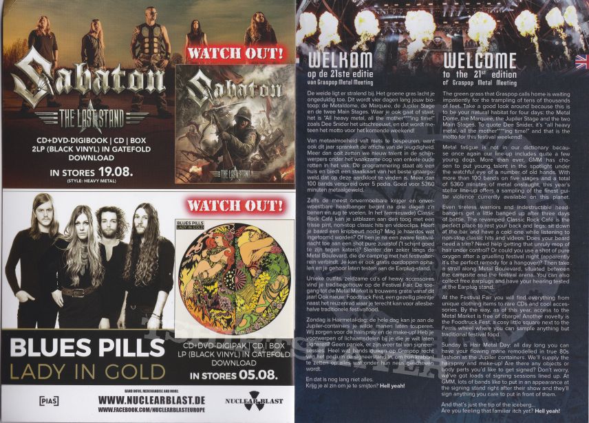 Bliksem graspop festival info booklet 18th of june 2016 dessel belgium 