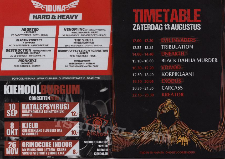 Slayer nto the grave festival booklet 2016 aug 12th + 13th