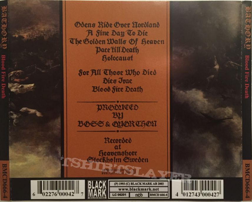 Bathory ‎– Blood Fire Death Black Mark Production ‎– BMCD666-4