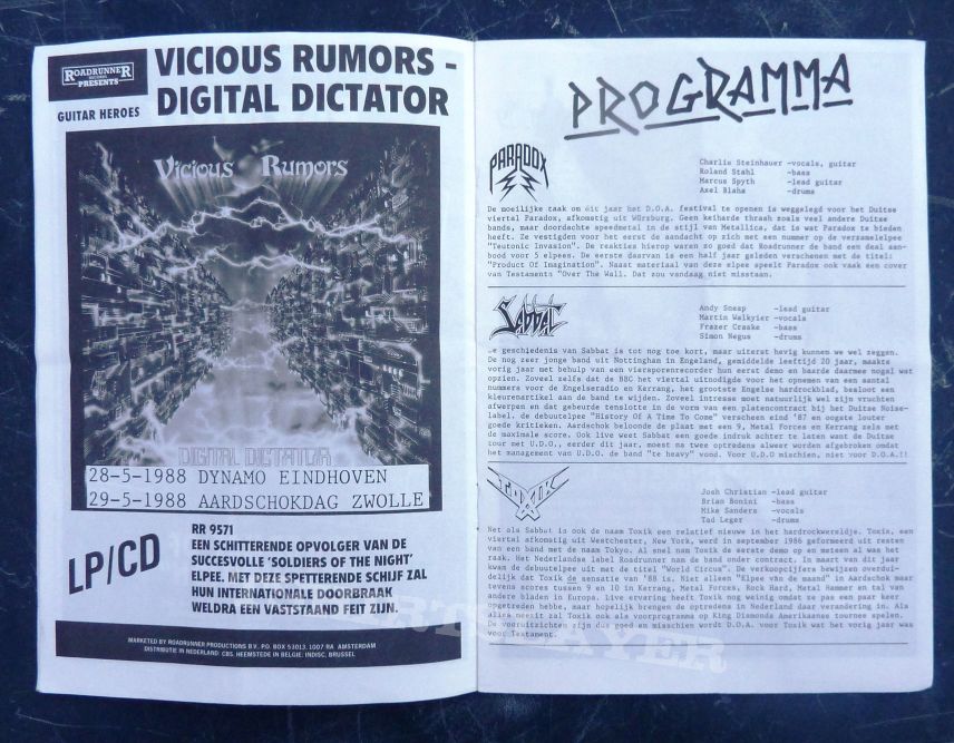 DYNAMO OPEN AIR 1988 Exodus, Laaz Rockit, Candlemass, Toxik, Sabbat, Paradox DYNAMO OPEN AIR 1988 Exodus, Laaz Rockit, Candlemass, Toxik, Sabbat, Paradox