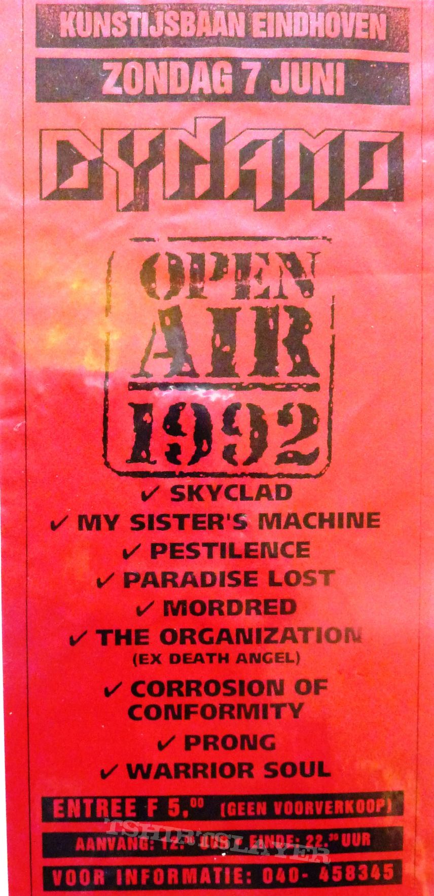 DYNAMO OPEN AIR 1992 Love On Ice, Mordred, My Sister&#039;s Machine, Paradise Lost, Pestilence, Prong, Corrosion Of Conformity, Skyclad, The Organization