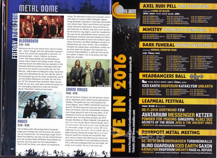 Bliksem graspop festival info booklet 18th of june 2016 dessel belgium 