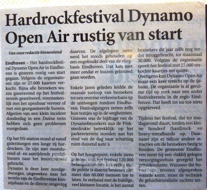 DYNAMO OPEN AIR 1999 59 Times the Pain, All Out War, Anathema, Ancient Rites, Angra, Apocalyptica, Arch Enemy, Atari Teenage Riot, Biohazard, Black Label Society, Cage, Cold As Life, Cradle of Filth, Cryptopsy, Cubanate, Darkane, De Heideroosjes, Dimmu Bo DYNAMO OPEN AIR 1999 59 Times the Pain, All Out War, Anathema, Ancient Rites, Angra, Apocalyptica, Arch Enemy, Atari Teenage Riot, Biohazard, Black Label Society, Cage, Cold As Life, Cradle of Filth, Cryptopsy, Cubanate, Darkane, De Heideroosjes, Dimmu Bo