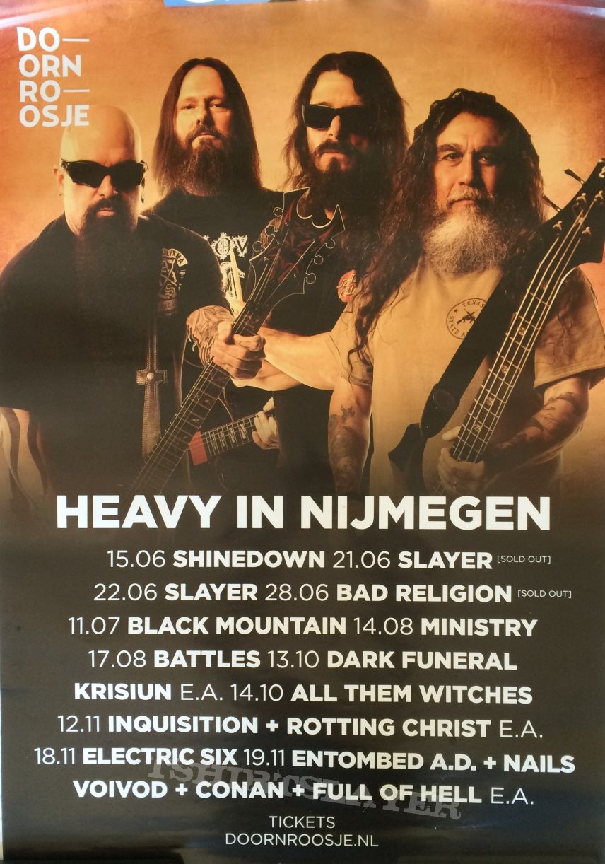 Slayer 2016 XXL poster Doorn Roosje Nijmegen Netherlands tourdates and info