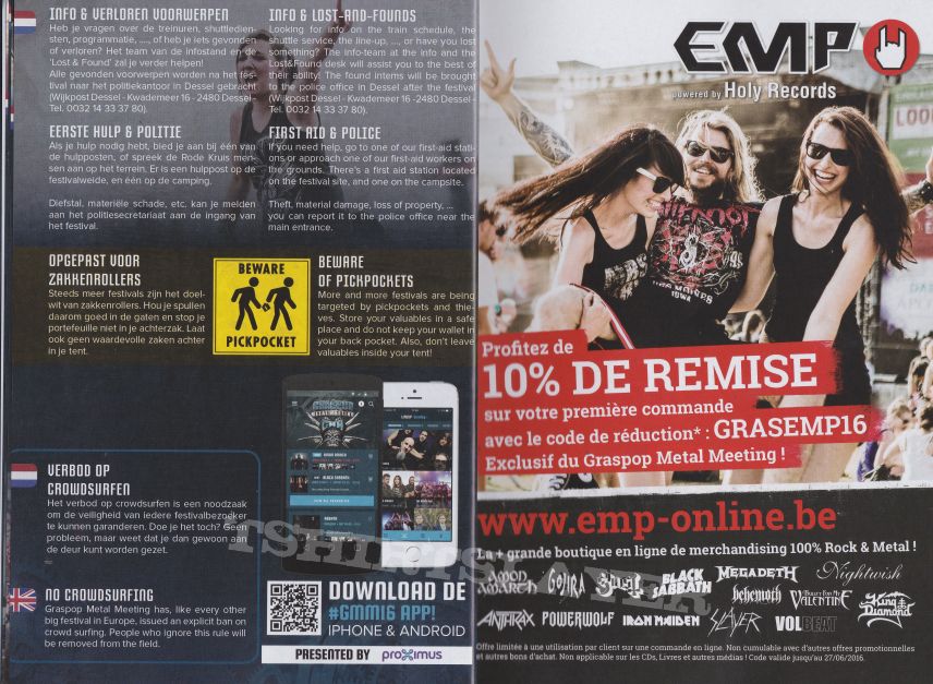 Bliksem graspop festival info booklet 18th of june 2016 dessel belgium 