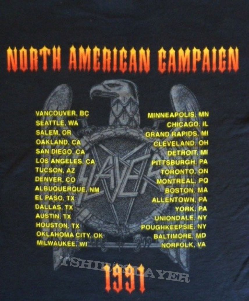 slayer seasons in the abyss/north american campain 1991 tour shirt