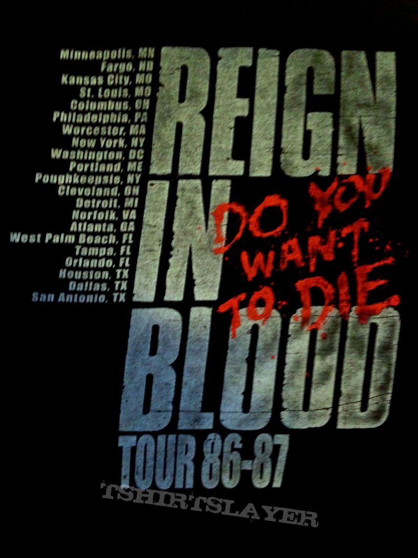 slayer reign in blood 85/86 tour shirt U,S