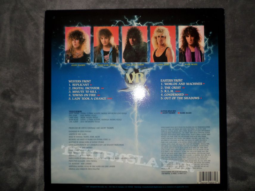 Vicious Rumors - Soldiers of the Night and Digital Dictator on 12" black vinyl. Vicious Rumors - Soldiers of the Night and Digital Dictator on 12" black vinyl.