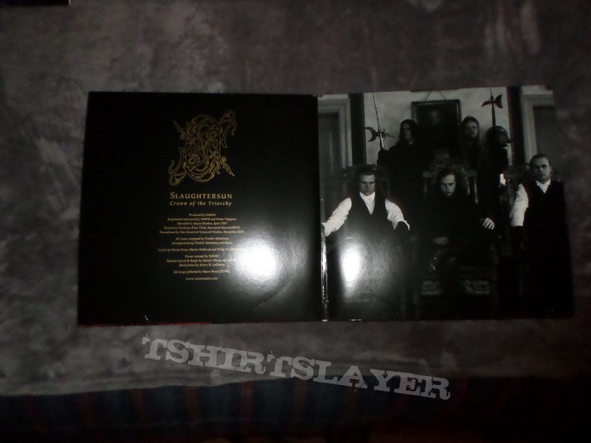2014 Century Media reissues of Dawn&#039;s Sorgh på svarte vingar fløgh &amp; Slaughtersun (Crown of the Triarchy) on 12&quot; silver &amp; gold vinyl.