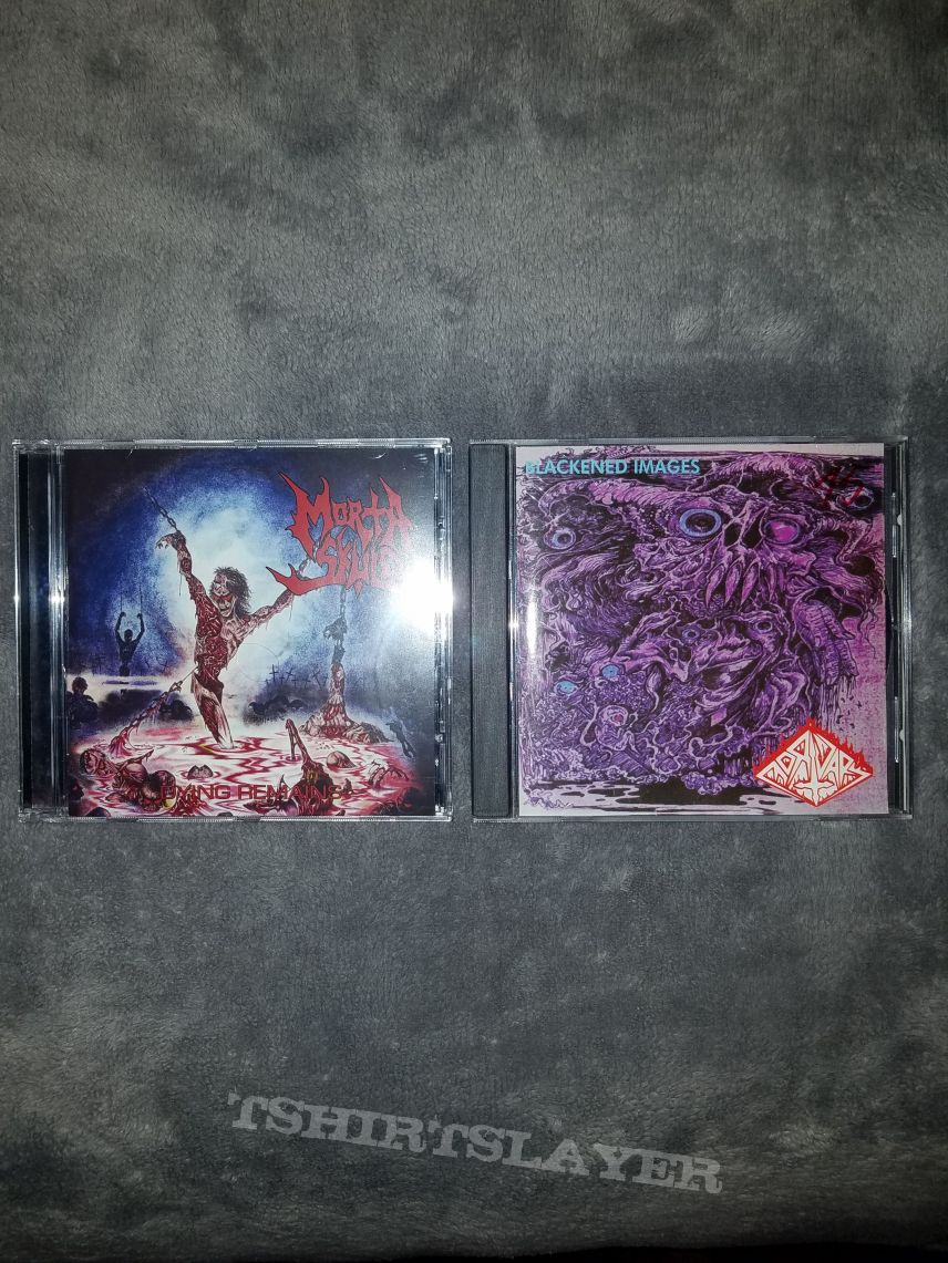 2016 and 2013 Morta Skuld - Dying Remains and Mortuary - Blackened Images CD reissues. 