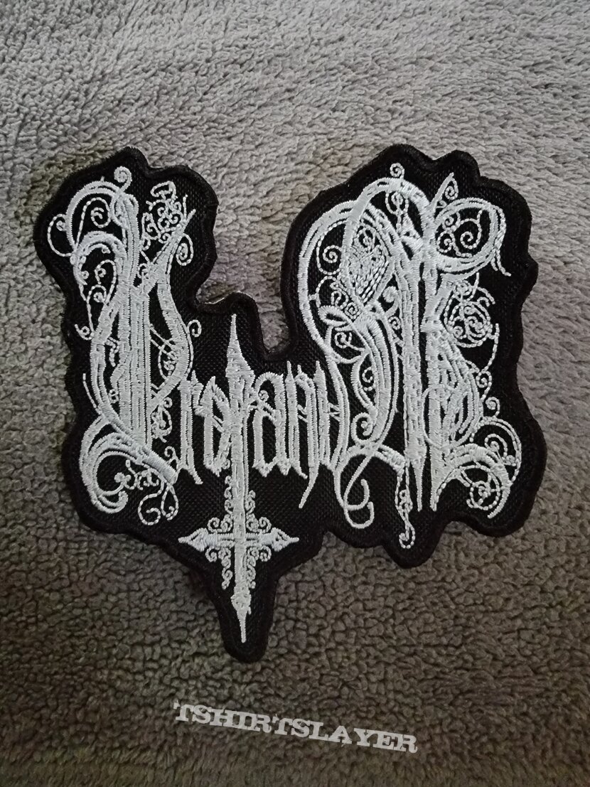 Embroidered shaped Profanum logo patch 