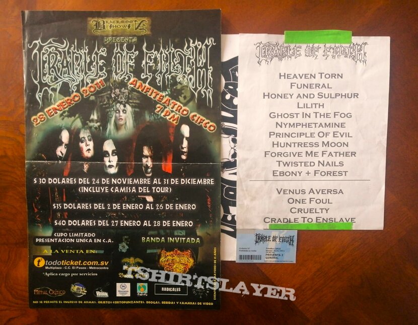 Cradle Of Filth - Setlist from Darkly, Darkly, Venus Aversa Tour 2011 El Salvador 