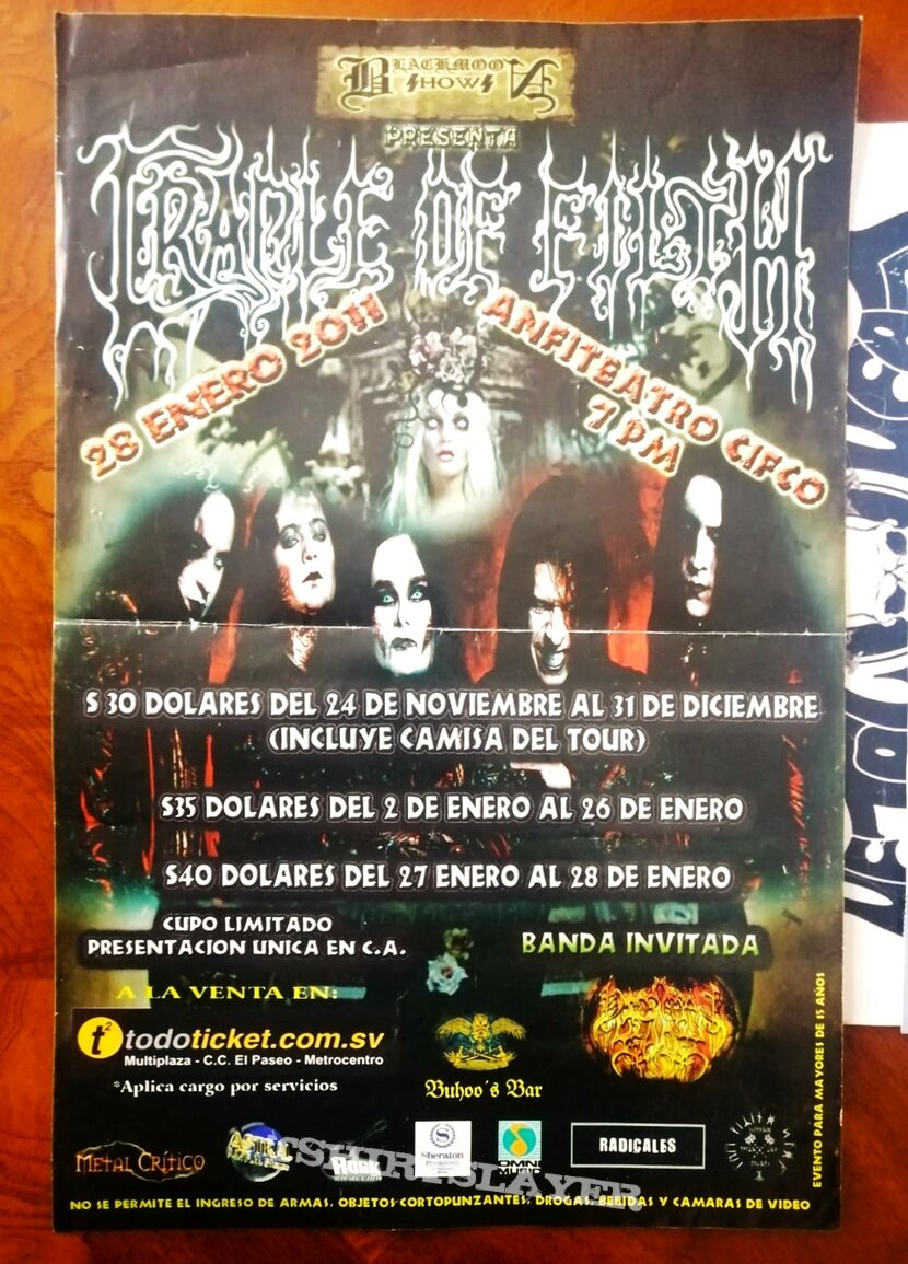 Cradle Of Filth - Setlist from Darkly, Darkly, Venus Aversa Tour 2011 El Salvador 