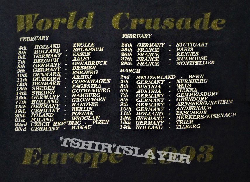 Bolt Thrower - The IVth Crusade / World Crusade Europe 1993 Tour  dates &amp; Collection