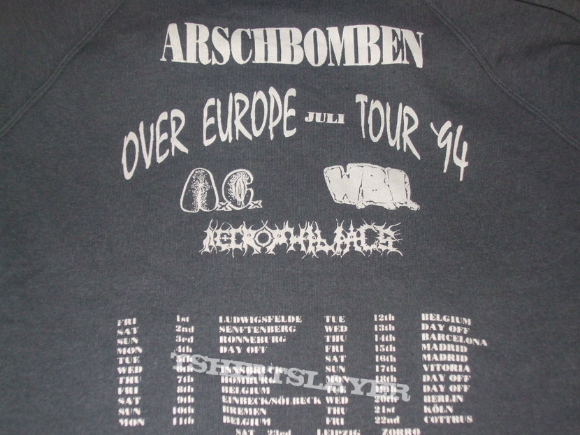 Anal Cunt AXCX/W.B.I./ Necrophiliacs &quot;Arschbomben over Europe&quot; 1994 hoodie 