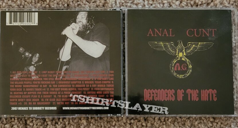 ANAL CUNT &quot;Defenders of the Hate&quot; MENACE TO SOBRIETY 1000 PRESS CD