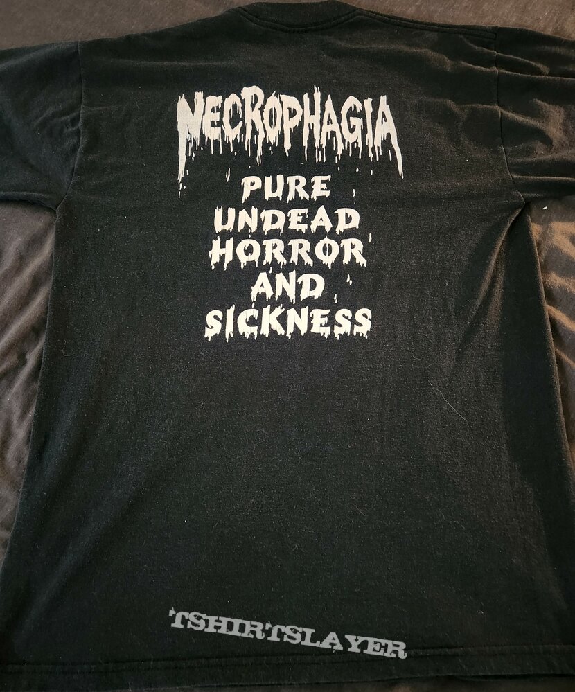 NECROPHAGIA &quot;Pure Undead Horror and Sickness&quot; original print band shirt